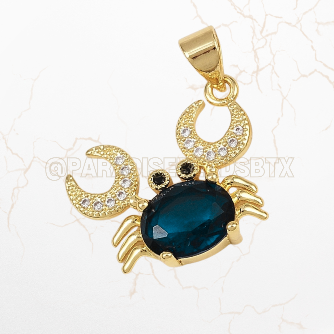 18K Gold Plated Cubic Zirconia Crab Pendants