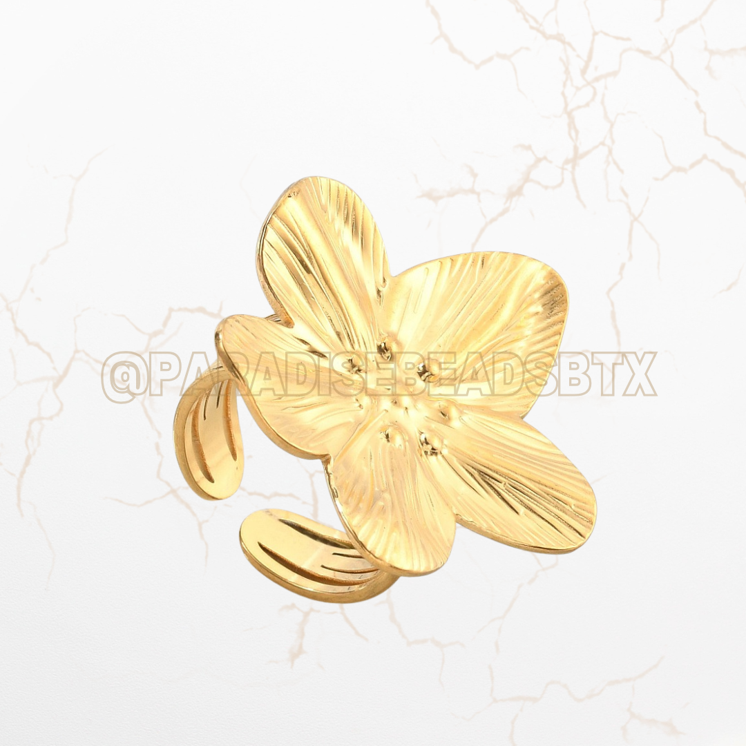 18K Gold Plated Flower Adjustable Ring