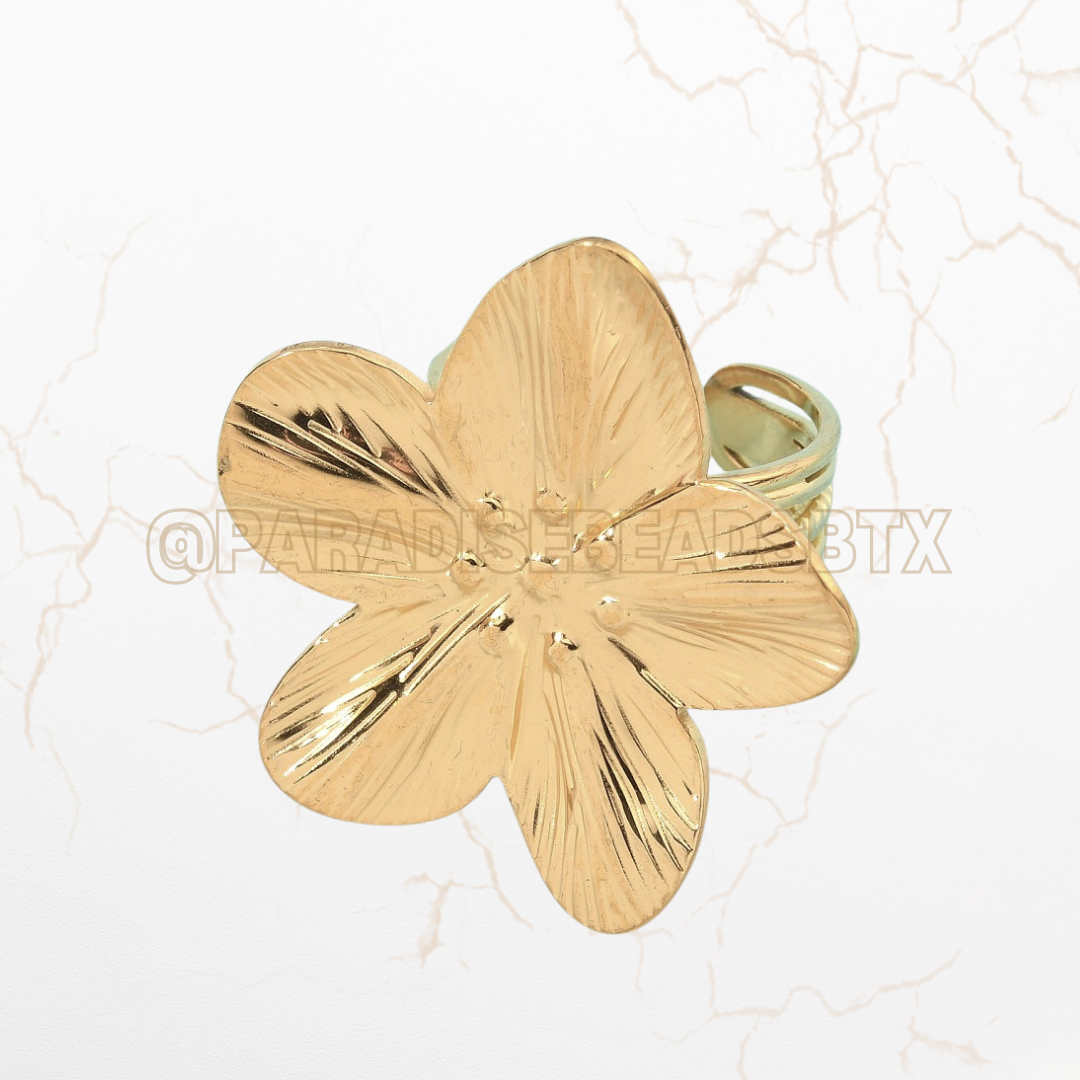 18K Gold Plated Flower Adjustable Ring
