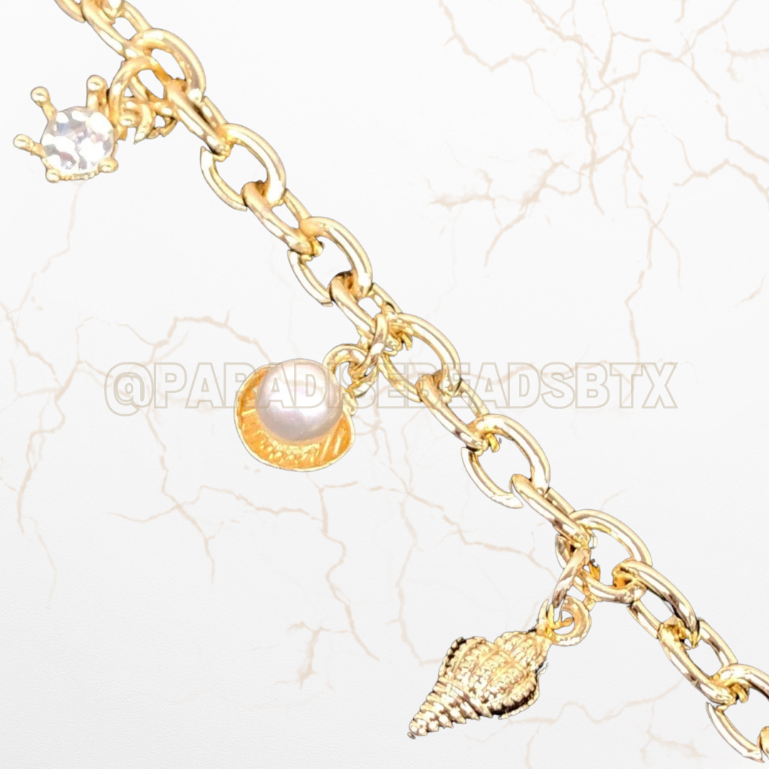 18k Gold Filled Sea Theme Charm Bracelet