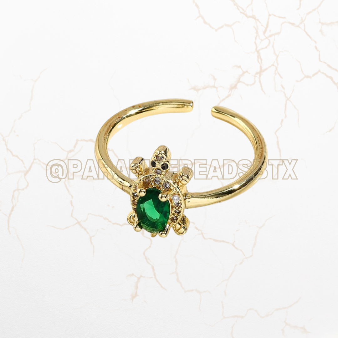18k Adjustable Cubic Zirconia Turtle Ring