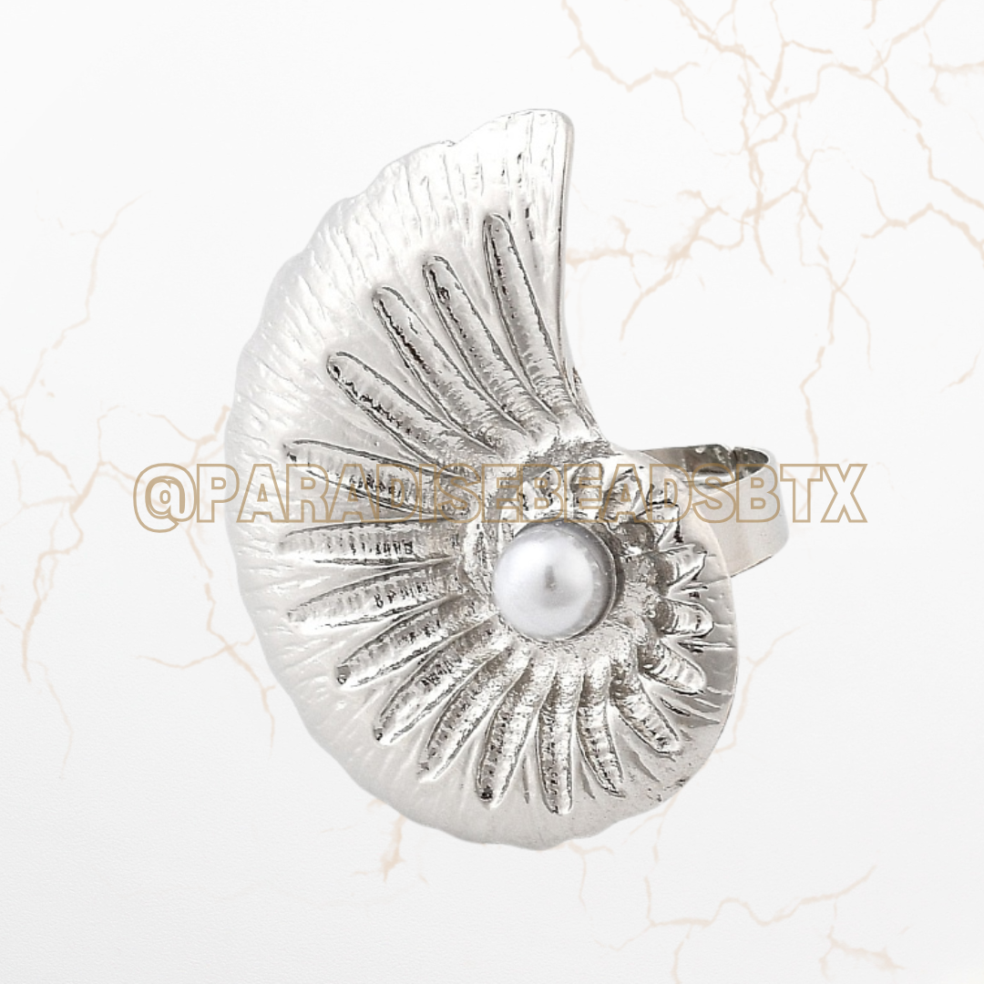 Platinum Adjustable Shell Ring