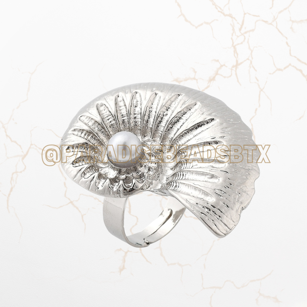 Platinum Adjustable Shell Ring
