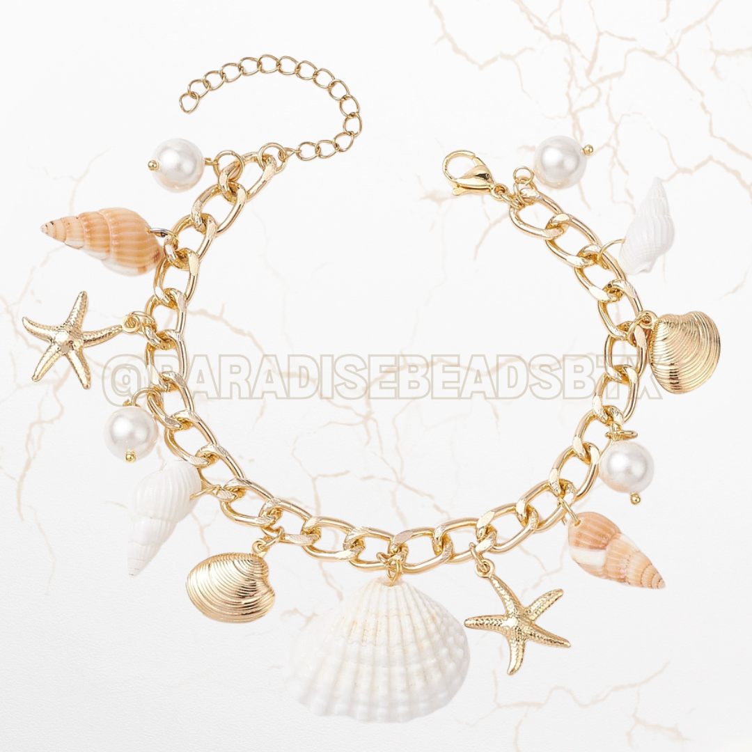 18k Gold Plated Sea Shell Charm Bracelet