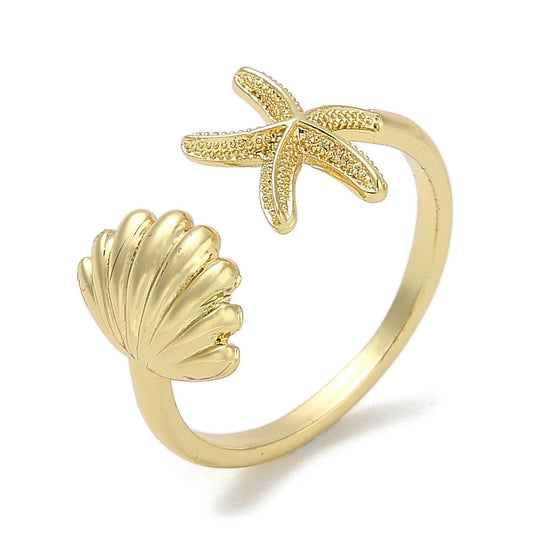 Shell & Sea Star Adjustable Ring