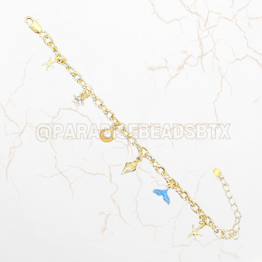 18k Gold Filled Sea Theme Charm Bracelet