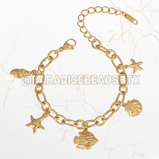 Stainless Steel Beach Theme Charm Bracelet