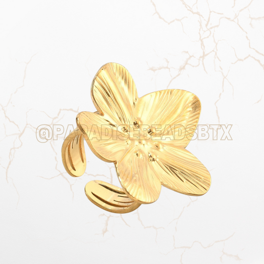 18K Gold Plated Flower Adjustable Ring