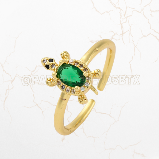 18k Adjustable Cubic Zirconia Turtle Ring