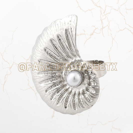Platinum Adjustable Shell Ring