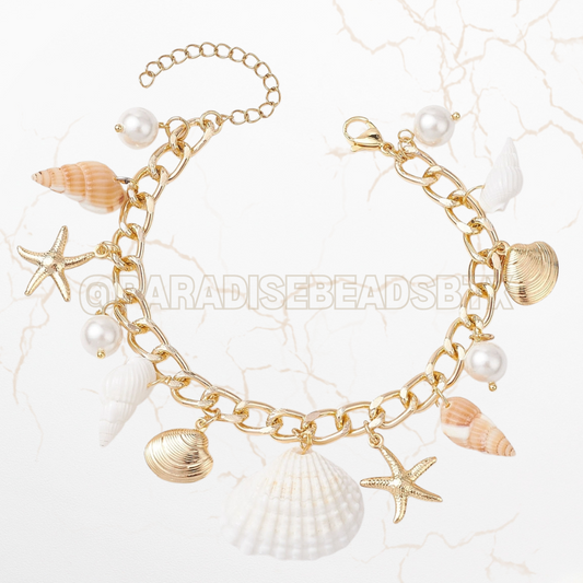 18k Gold Plated Sea Shell Charm Bracelet